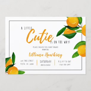 A Little Cutie Baby Shower Orange Citrus Theme Invitation
