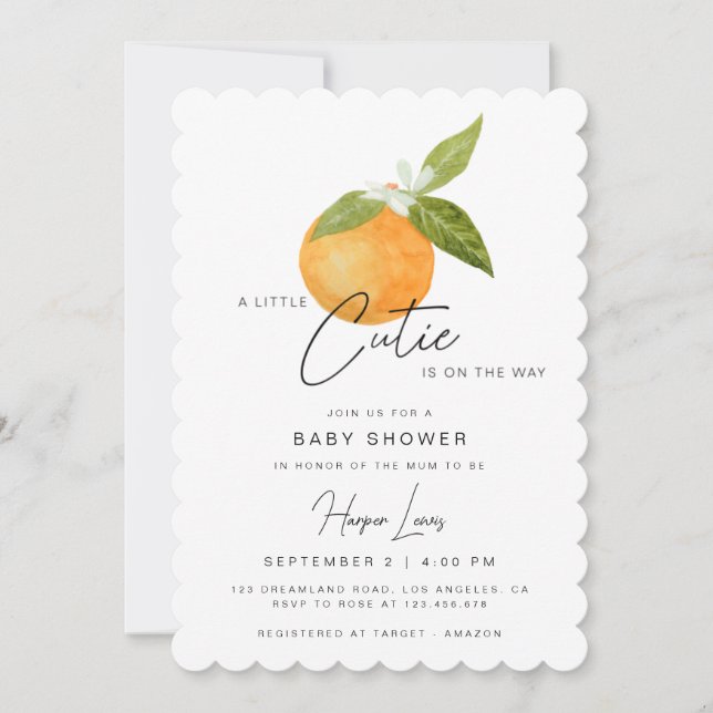 A little Cutie Baby Shower Oranges Invitation (Front)