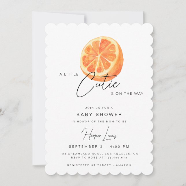 A little Cutie Baby Shower Oranges Invitation (Front)