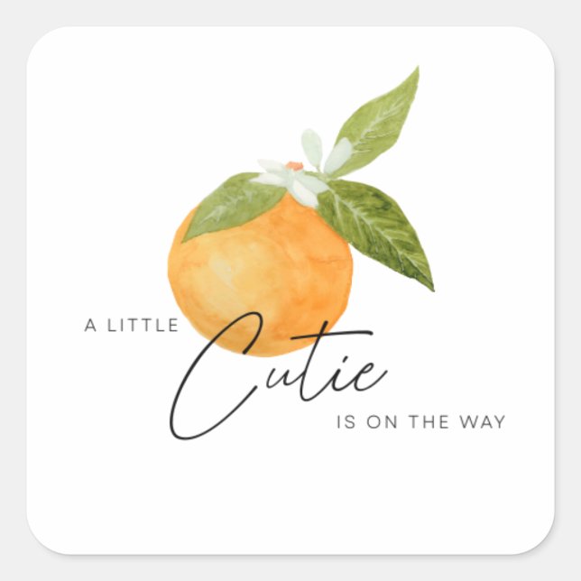 A little Cutie Baby Shower Oranges  Square Sticker (Front)