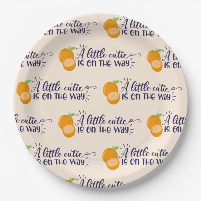 A Little Cutie Baby Shower Paper Plate (Front)