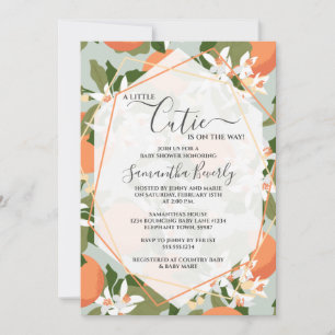 A Little Cutie Citrus and Mint Green Baby Shower Invitation