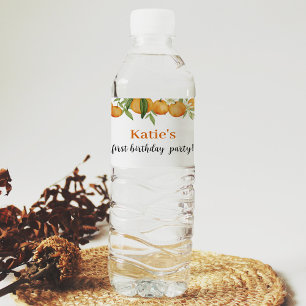 A Little Cutie Citrus Birthday Water Bottle Label