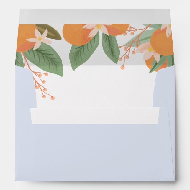 A Little Cutie Citrus Blue Baby Shower Envelope (Back (Bottom))