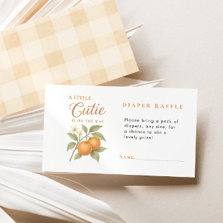 A Little Cutie Citrus Diaper Raffle Baby Shower Enclosure Card
