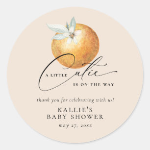 A Little Cutie Citrus Orange Baby Shower Classic Round Sticker