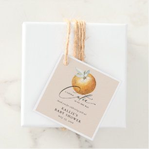 A Little Cutie Citrus Orange Baby Shower Favour Tags