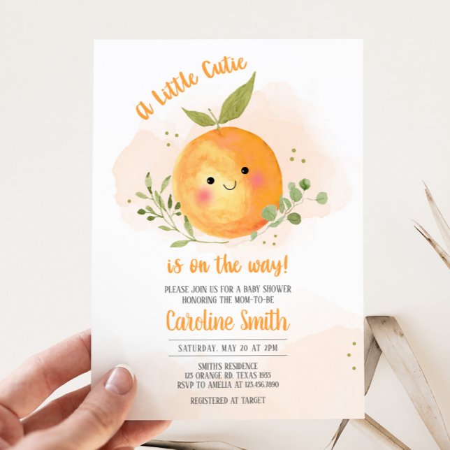 A Little Cutie Citrus Orange Baby Shower Invitation (Citrus Orange Little Cutie Baby Shower Invitation
)
