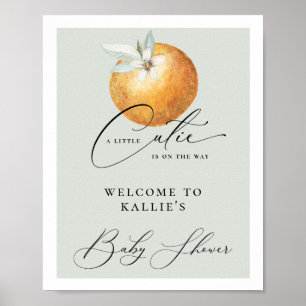 A Little Cutie Citrus Orange Baby Shower Poster