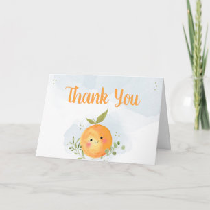 A Little Cutie Citrus Orange Baby Shower Thank You Card