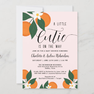 A Little Cutie Citrus Orange Couples Baby Shower Invitation
