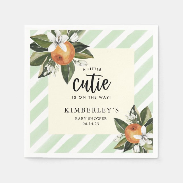 A Little Cutie Clementine BABY Shower Paper Napkin (Front)