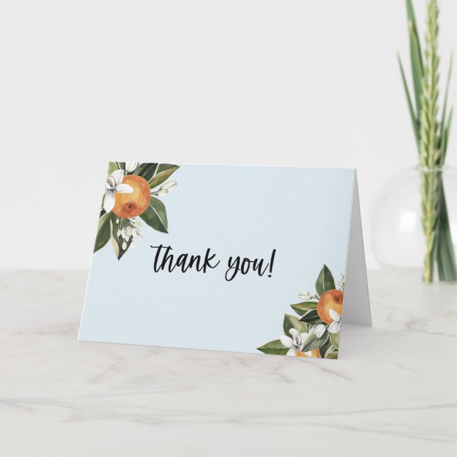 A Little Cutie Clementine Boy BABY Shower Party Thank You Card (Front)