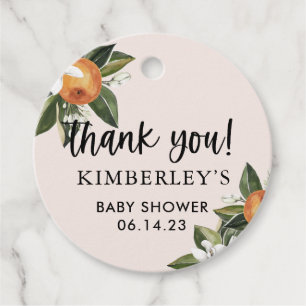 A Little Cutie Clementine Girl BABY Shower Party Favour Tags