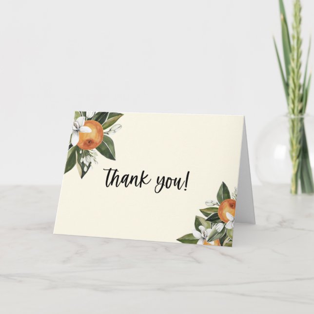 A Little Cutie Clementine Neutral BABY Shower Thank You Card (Front)