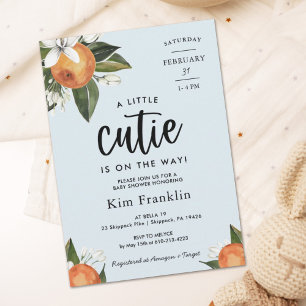 A Little Cutie Clementine Orange Boy BABY SHOWER Invitation