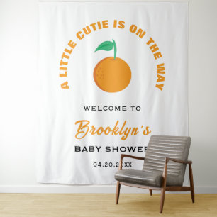 A Little Cutie Gender Neural Baby Shower Backdrop Tapestry