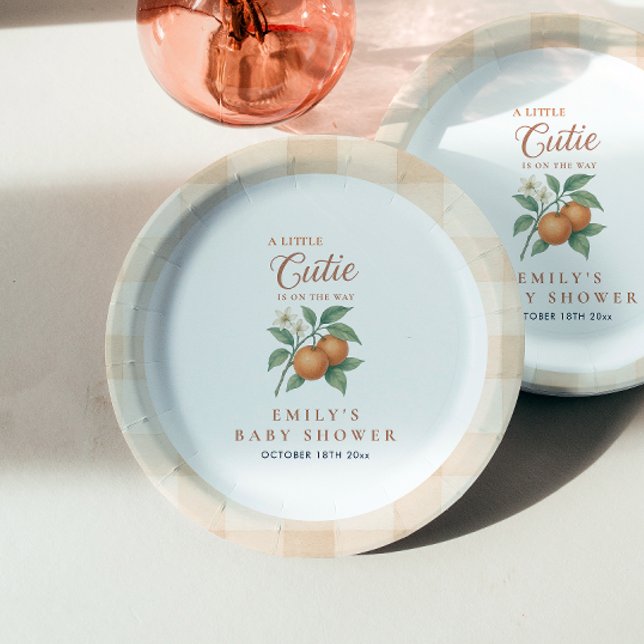 A Little Cutie Gender Neutral Citrus Baby Shower Paper Plate (Creator Uploaded)