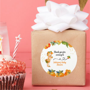 A little Cutie is on her Way Baby Shower  Classic Round Sticker