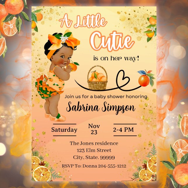 A little Cutie is on her Way Baby Shower Girl  Invitation (Creator Uploaded)