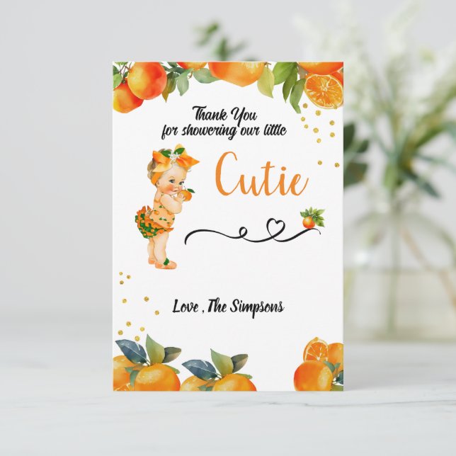 A little Cutie is on her Way Baby Shower Invite (Standing Front)