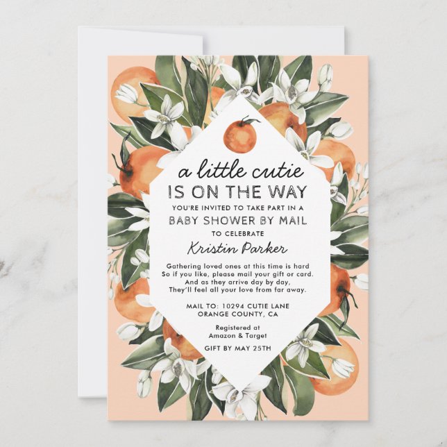 A Little Cutie is on the Way Baby Shower By Mail Invitation (Front)