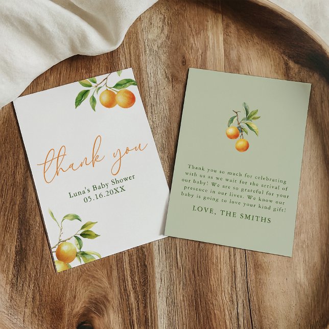 A Little Cutie Is On The Way Baby Shower Flat Thank You Card (Creator Uploaded)