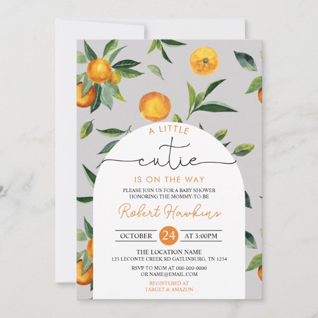 A Little Cutie is on the way Baby Shower Invitatio Invitation (Front)