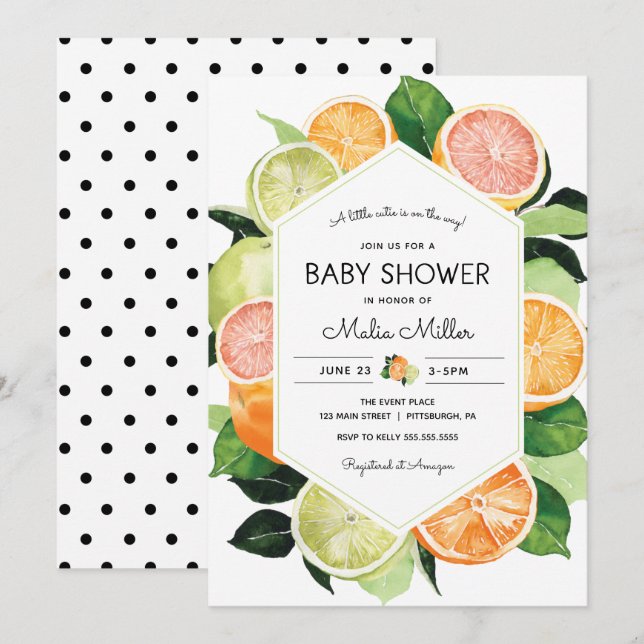 A little Cutie is on the Way Baby Shower Invitation (Front/Back)