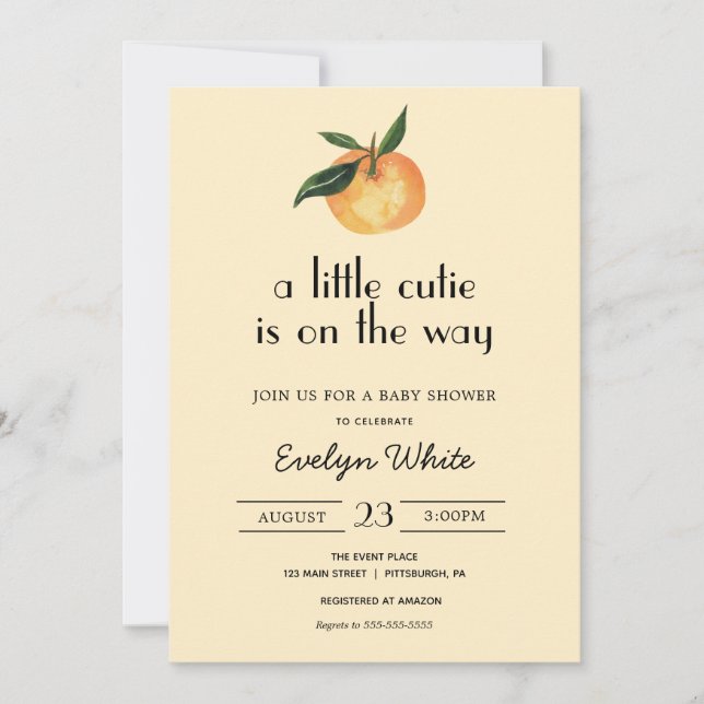 A little cutie is on the way Baby Shower Invitation (Front)