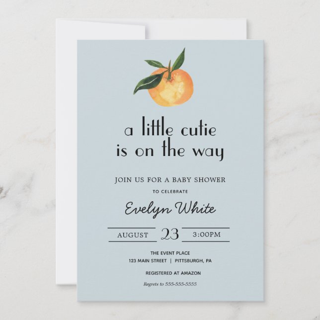 A little cutie is on the way Baby Shower Invitation (Front)