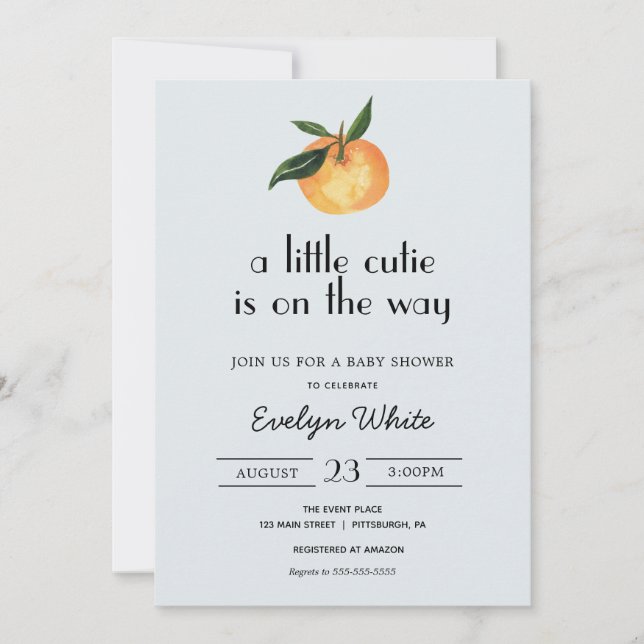 A little cutie is on the way Baby Shower Invitation (Front)