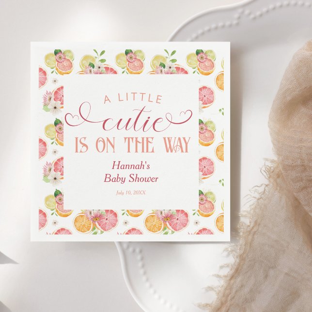 A Little Cutie is on the Way Baby Shower Napkin (Creator Uploaded)