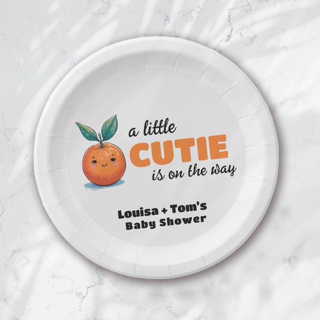 A Little Cutie is on the Way Baby Shower Paper Plate (Creator Uploaded)