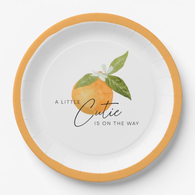 A little cutie is on the way Baby shower  Paper Plate (Front)