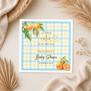 A Little Cutie is on the Way Blue Baby Shower Napkin