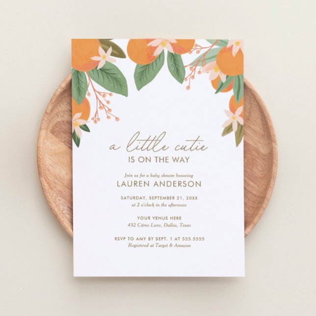 A Little Cutie is on the Way Citrus Baby Shower Invitation (Creator Uploaded)