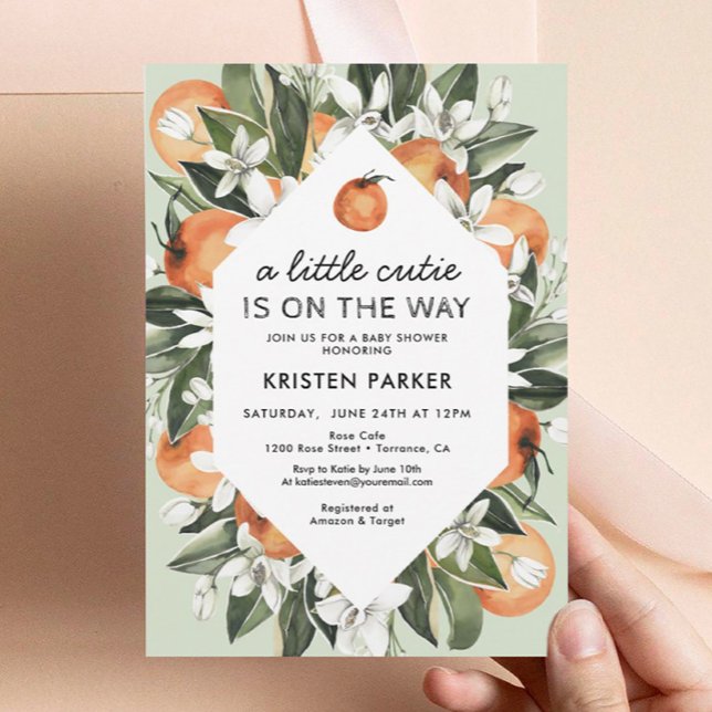 A Little Cutie is on the Way Citrus Baby Shower Invitation (Creator Uploaded)