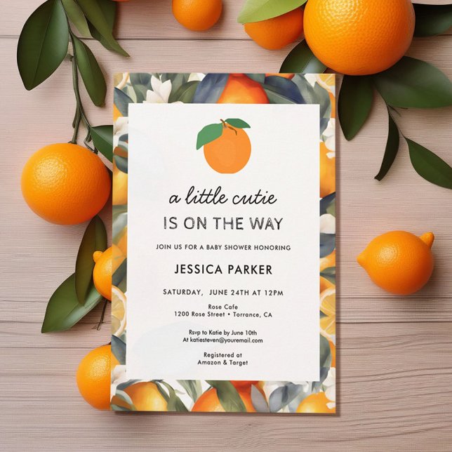 A Little Cutie is on the Way Citrus Baby Shower Invitation (Creator Uploaded)