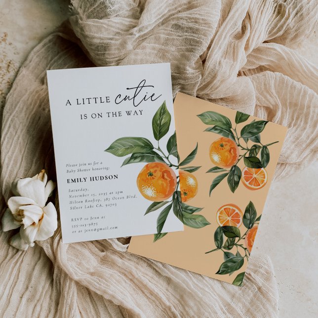 A Little Cutie Is On The Way Citrus Baby Shower Invitation (Creator Uploaded)