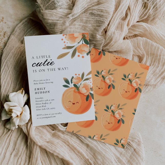 A Little Cutie Is On The Way Citrus Baby Shower Invitation (Creator Uploaded)