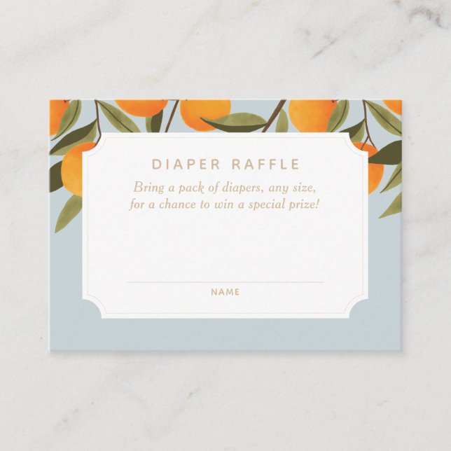A Little Cutie is on the Way Diaper Raffle Ticket Enclosure Card (Front)