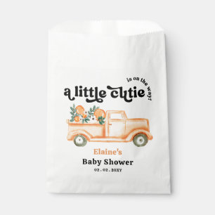 A Little Cutie Is On The Way Orange Baby Shower  Favour Bags