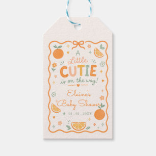 A Little Cutie Is On The Way Orange Baby Shower Gift Tags
