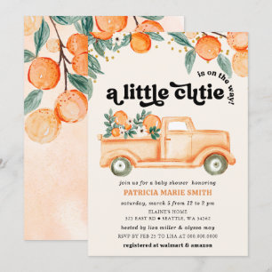 A Little Cutie Is On The Way Orange Baby Shower Invitation