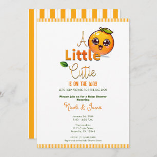 A Little Cutie is on the Way Orange Baby Shower Invitation