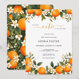 A Little Cutie is on the Way Orange Baby Shower Invitation