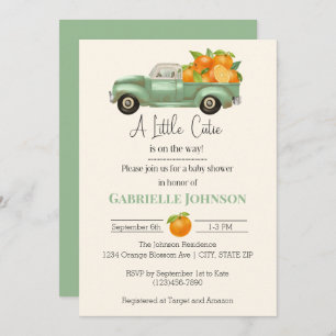 A Little Cutie is on the Way Orange Baby Shower  Invitation