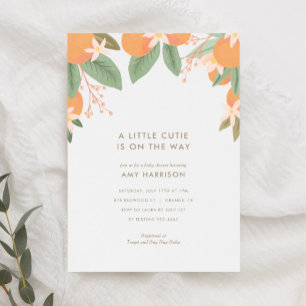A Little Cutie is on the Way Orange Baby Shower Invitation
