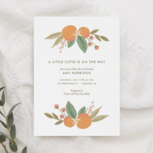A Little Cutie is on the Way Orange Baby Shower Invitation